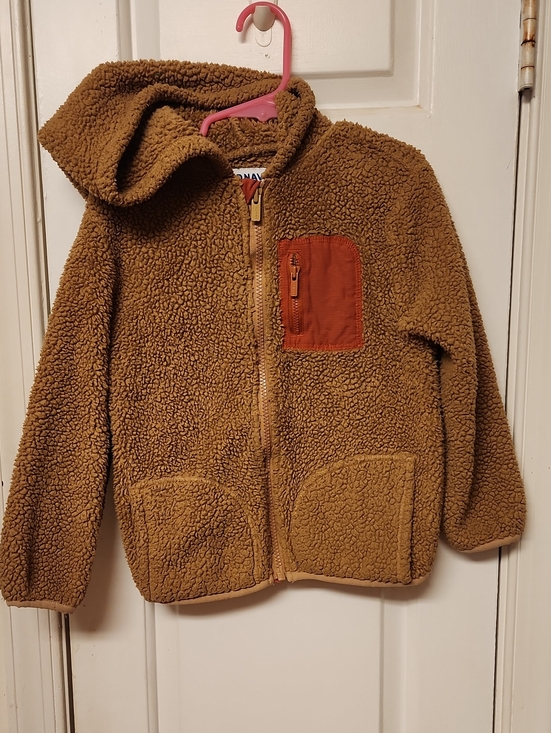 Old Navy Other - Old Navy Brown Sherpa Zip Hoodie with Rust Pocket